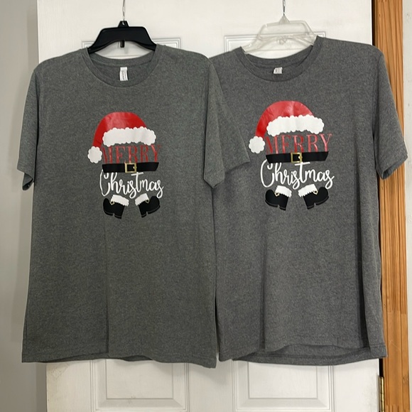 canvas Tops - Matching Christmas T-Shirts His & Hers (pajamas) sz XL & Large EEUC